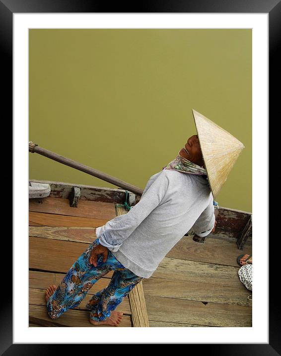 Mekong River Lady Vietnam Framed Mounted Print by Luke Newman