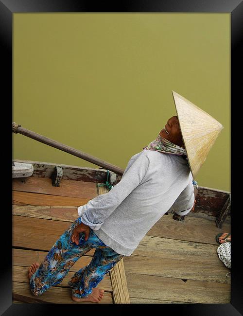 Mekong River Lady Vietnam Framed Print by Luke Newman