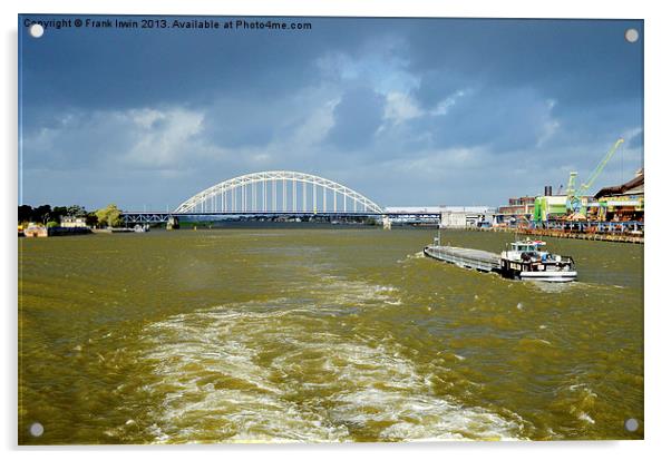 One of the many Rhine bridges. Acrylic by Frank Irwin