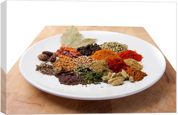A plate of spices Canvas Print by Dean Mitchell