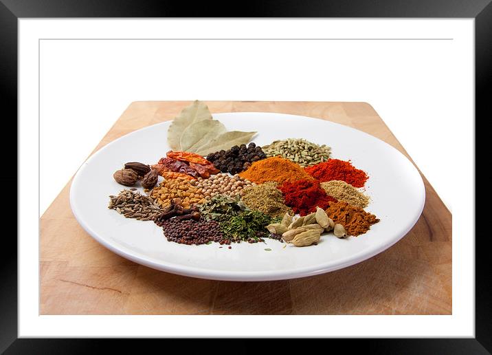 A plate of spices Framed Mounted Print by Dean Mitchell