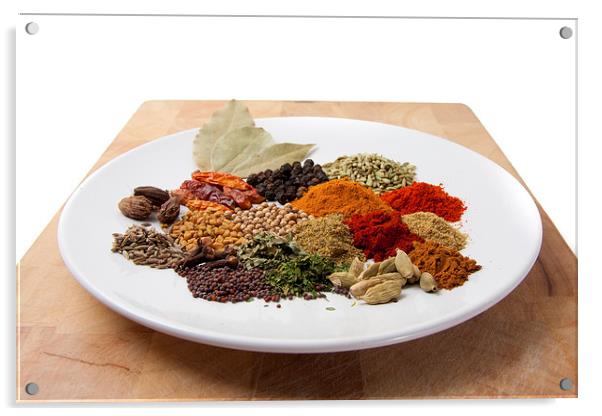 A plate of spices Acrylic by Dean Mitchell
