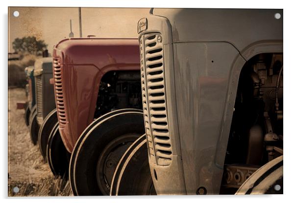 Classic Ferguson TE20 Tractors in Sepia Acrylic by Digitalshot Photography