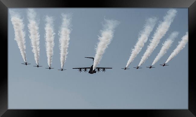 Red Arrows and A400M Flypast Framed Print by J Biggadike