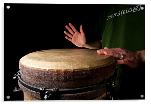 Drummer playing djembe drum Acrylic by Dean Mitchell