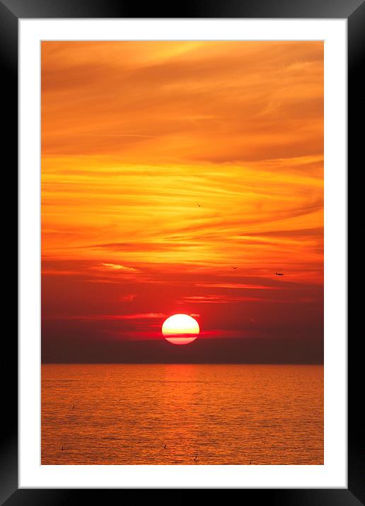 Red Seascape Sunset Framed Mounted Print by Dean Mitchell