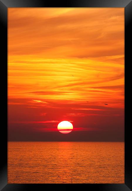 Red Seascape Sunset Framed Print by Dean Mitchell