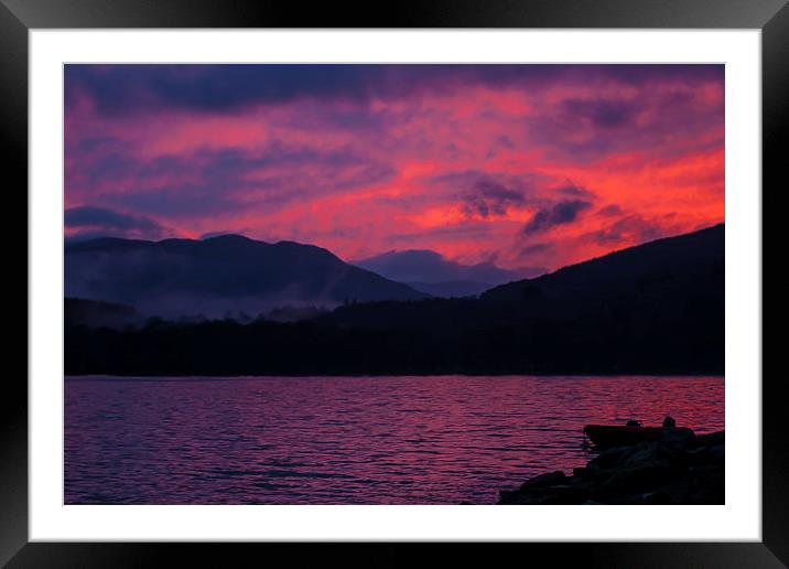 Pink sunset, loch Tay Framed Mounted Print by Bob  Dale