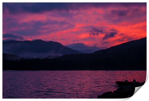 Pink sunset, loch Tay Print by Bob  Dale
