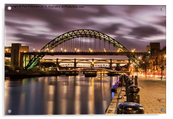 After Sunset on the Tyne Acrylic by Ray Pritchard