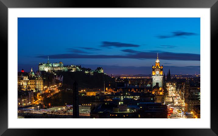 Edinburgh Twilight View Framed Mounted Print by Kevin Ainslie