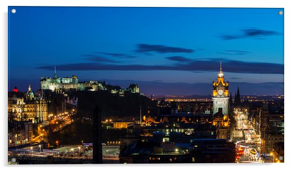 Edinburgh Twilight View Acrylic by Kevin Ainslie