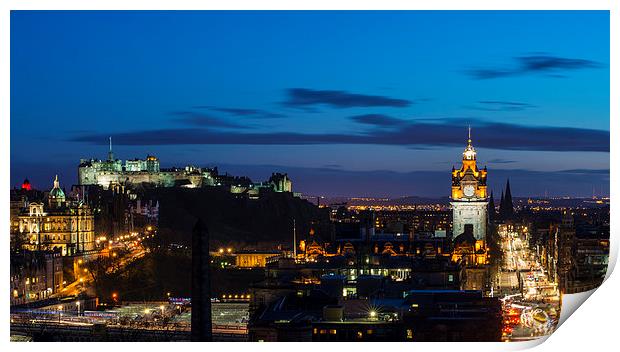 Edinburgh Twilight View Print by Kevin Ainslie