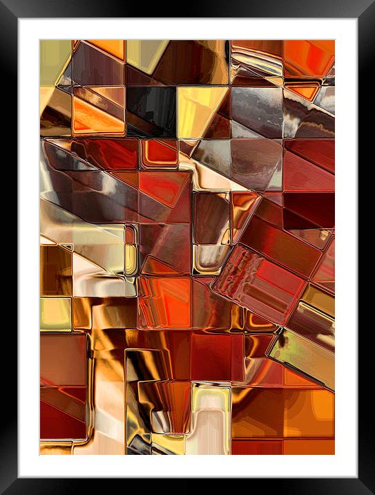 Mosaic Abstract (Copper/Brown) Framed Mounted Print by Nicola Hawkes