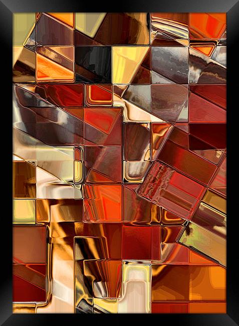Mosaic Abstract (Copper/Brown) Framed Print by Nicola Hawkes