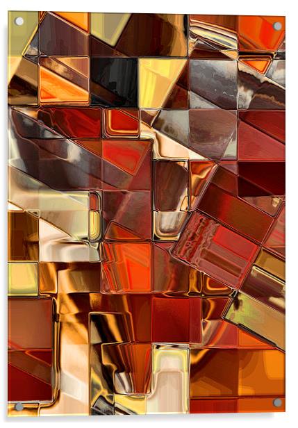 Mosaic Abstract (Copper/Brown) Acrylic by Nicola Hawkes