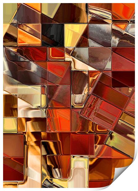 Mosaic Abstract (Copper/Brown) Print by Nicola Hawkes