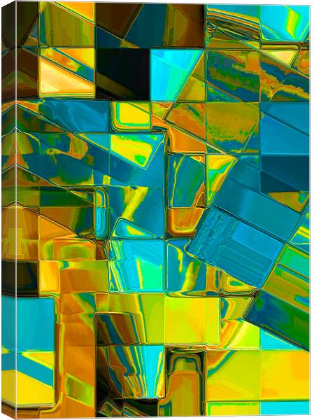 Mosaic Abstract (Blue and Gold) Canvas Print by Nicola Hawkes
