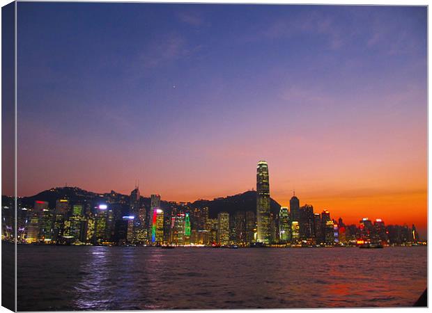 Hong Kong City Sunset Canvas Print by Luke Newman