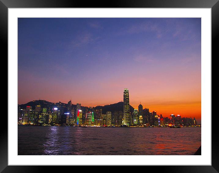 Hong Kong City Sunset Framed Mounted Print by Luke Newman