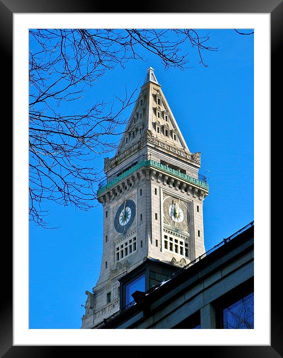 Boston Custom House Tower Framed Mounted Print by David Davies