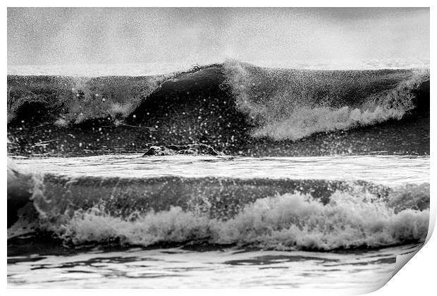 surfer paddling out Print by Ian Jones
