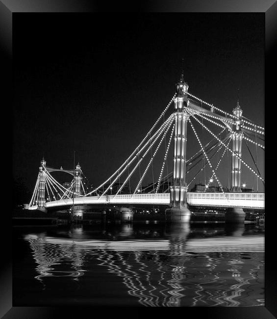 Albert Bridge at Night Framed Print by David French