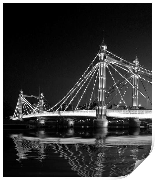 Albert Bridge at Night Print by David French