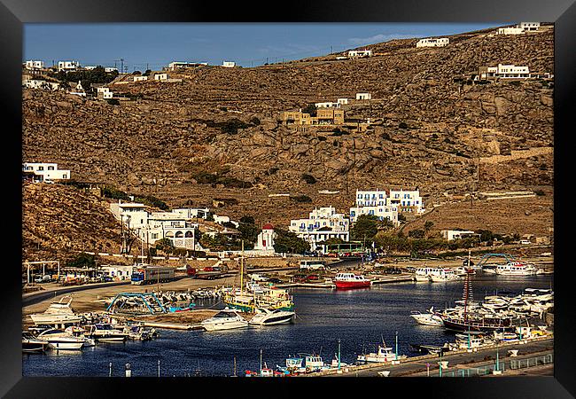 The New Harbour in Tourlos Framed Print by Tom Gomez