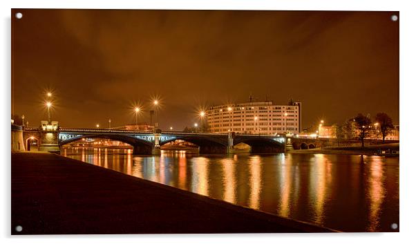 Trent Bridge at night Acrylic by Alex Clark