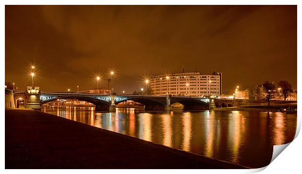 Trent Bridge at night Print by Alex Clark