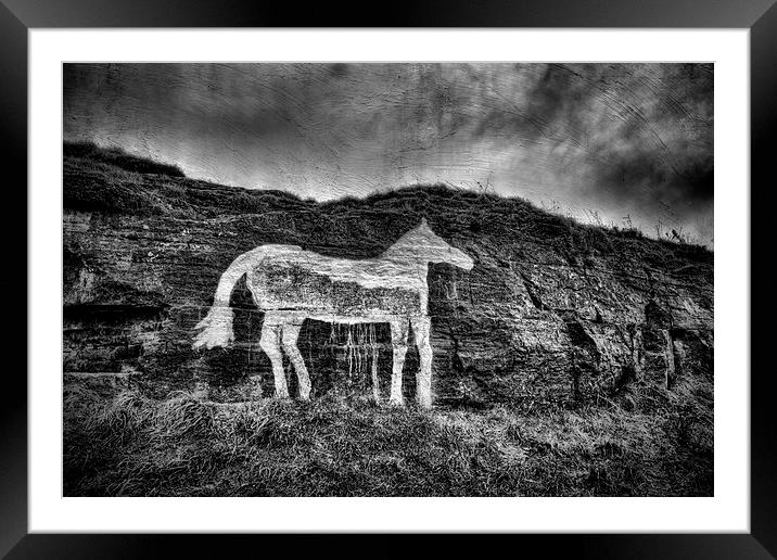 Grungy White Horse Framed Mounted Print by Ray Pritchard
