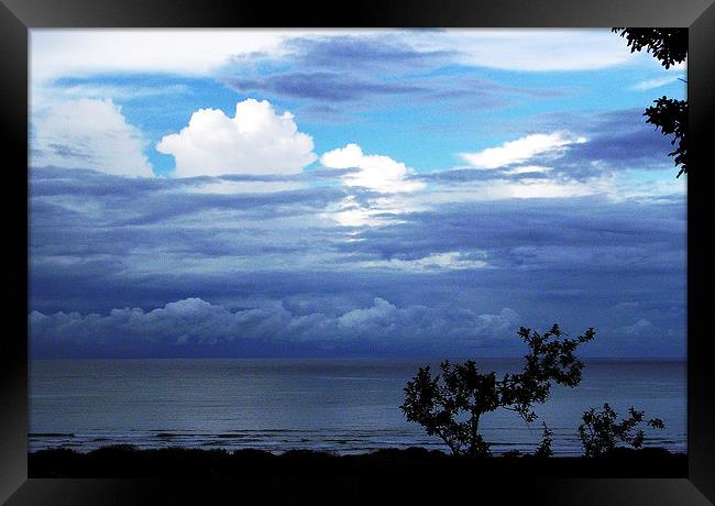 Clouds Building Offshore Framed Print by james balzano, jr.
