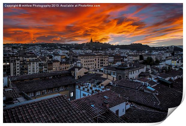 Fire Over Firenze (Florence) Print by mhfore Photography