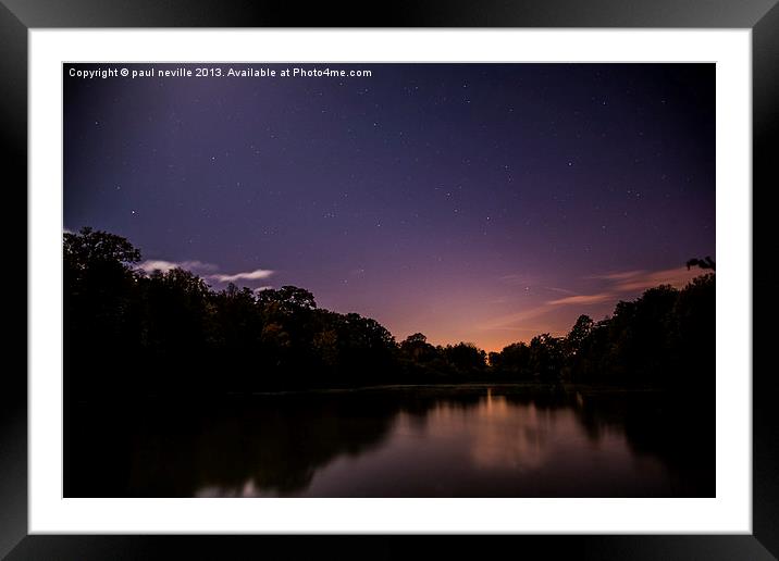 moonlight on lake 1 Framed Mounted Print by paul neville