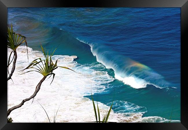 Rainbow in The Waves Framed Print by Bella Perroni