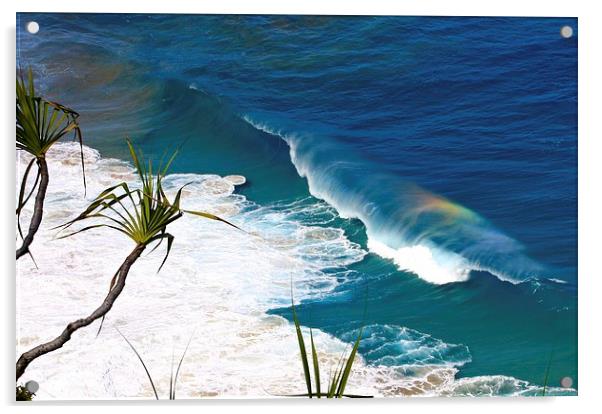 Rainbow in The Waves Acrylic by Bella Perroni