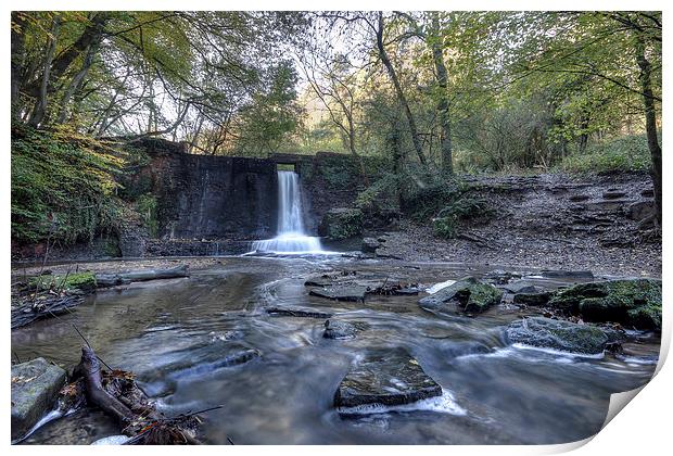 Wepre park waterfall Print by Paul Farrell Photography