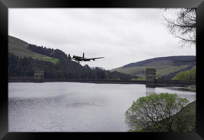 Dambusters Lancaster at the Derwent Dam Framed Print by Gary Eason