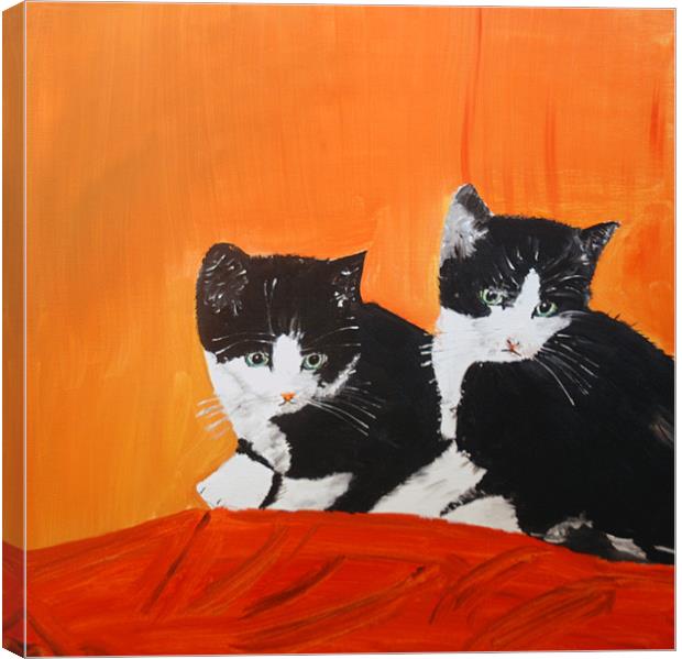 Twin Kittens in Art Canvas Print by JEAN FITZHUGH