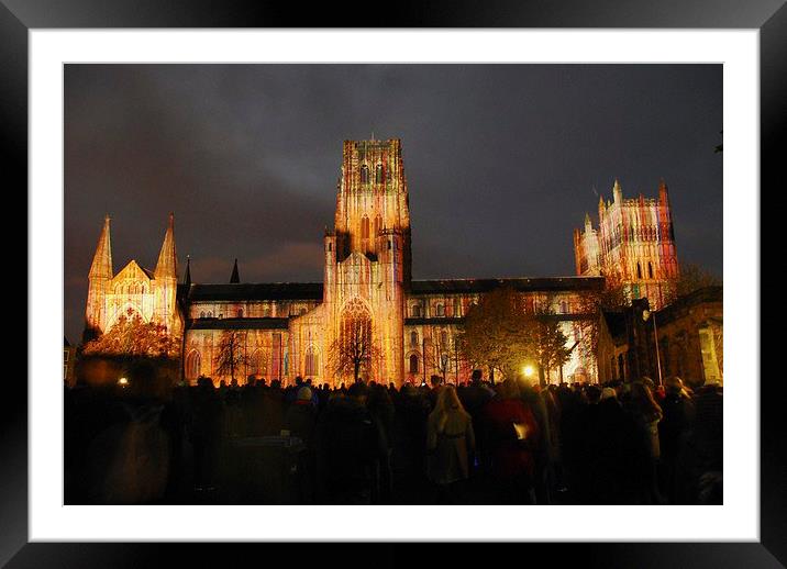 Durham Catherdral Lumiere Show Framed Mounted Print by eric carpenter