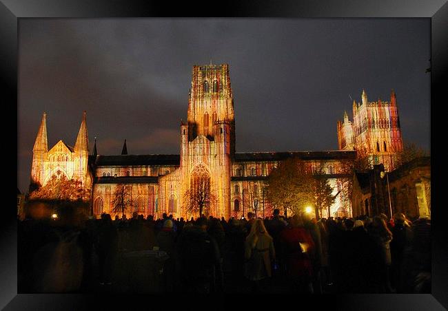 Durham Catherdral Lumiere Show Framed Print by eric carpenter