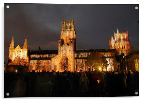 Durham Catherdral Lumiere Show Acrylic by eric carpenter