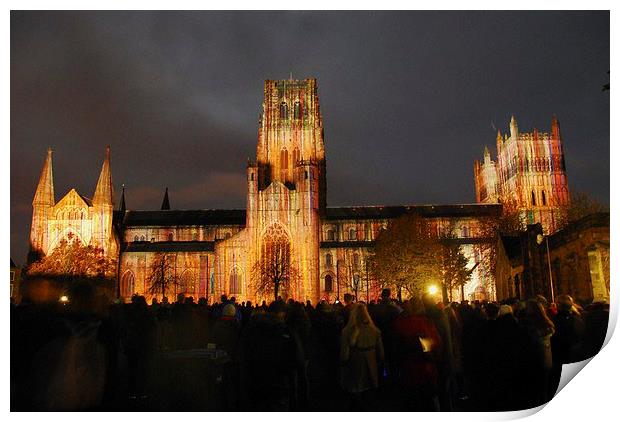 Durham Catherdral Lumiere Show Print by eric carpenter