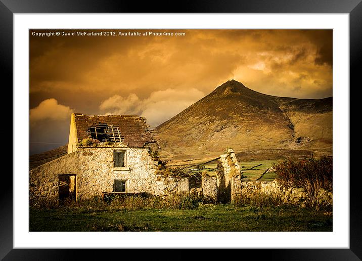 Derelict Homestead in Mountains of Mourne, County  Framed Mounted Print by David McFarland