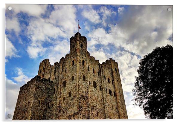 Rochester Castle, Sky View Acrylic by Robert Cane