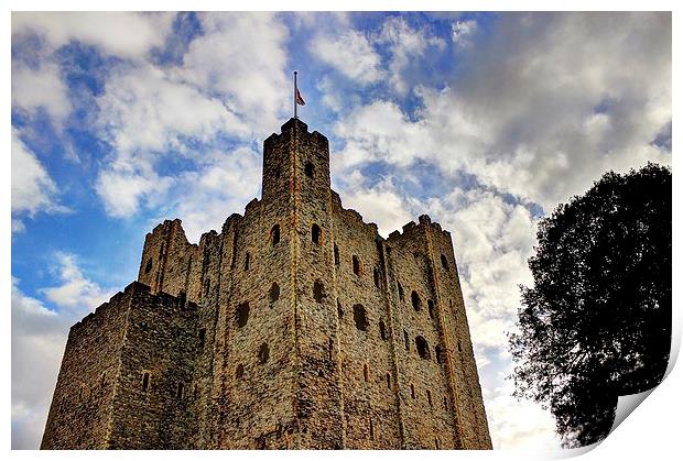 Rochester Castle, Sky View Print by Robert Cane