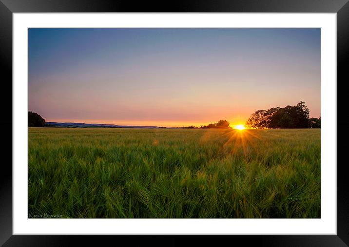 Hampshire Field Sunset Framed Mounted Print by Kevin Browne