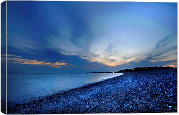 Blue Hour - Stokes Bay, Gosport Canvas Print by Kevin Browne