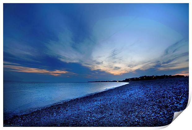 Blue Hour - Stokes Bay, Gosport Print by Kevin Browne